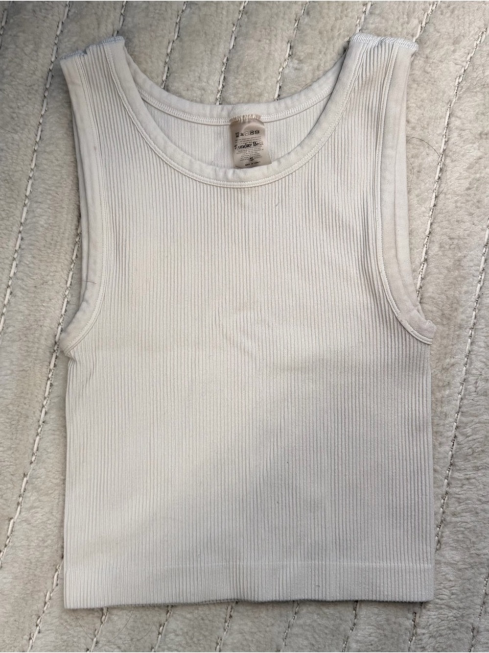 SUNDAY BEST White Ribbed Tank Top - S